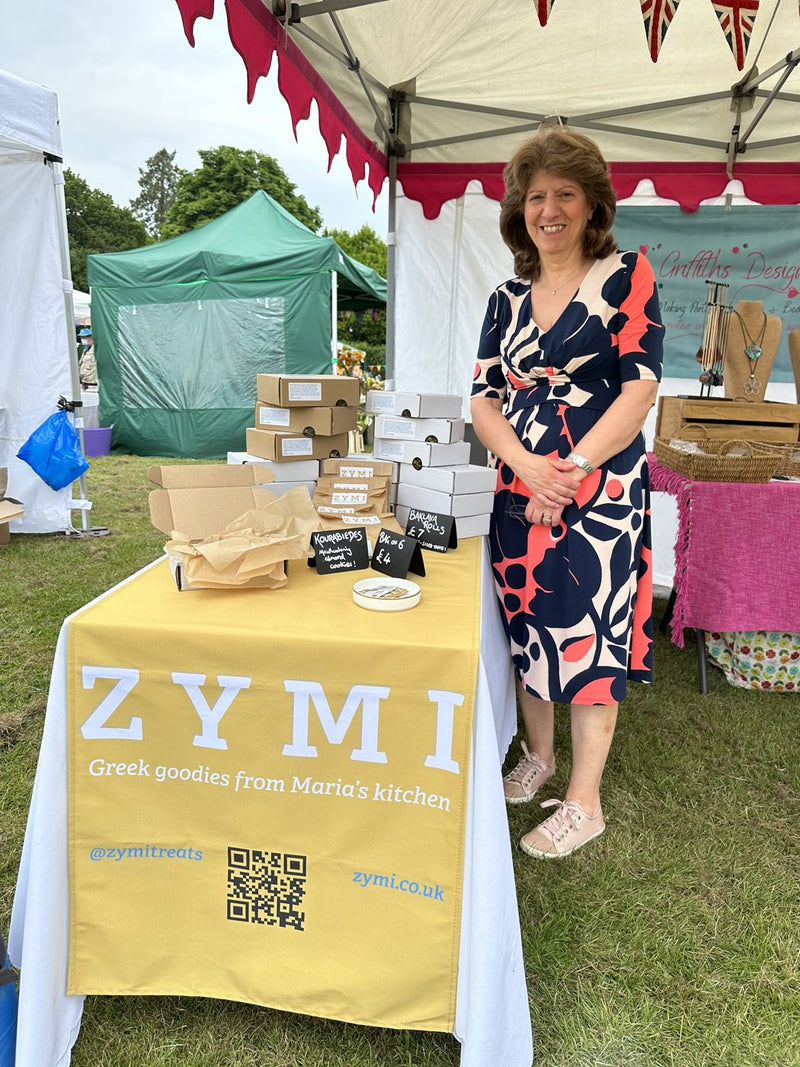 Maria at the Zymi stall at a Surrey fete